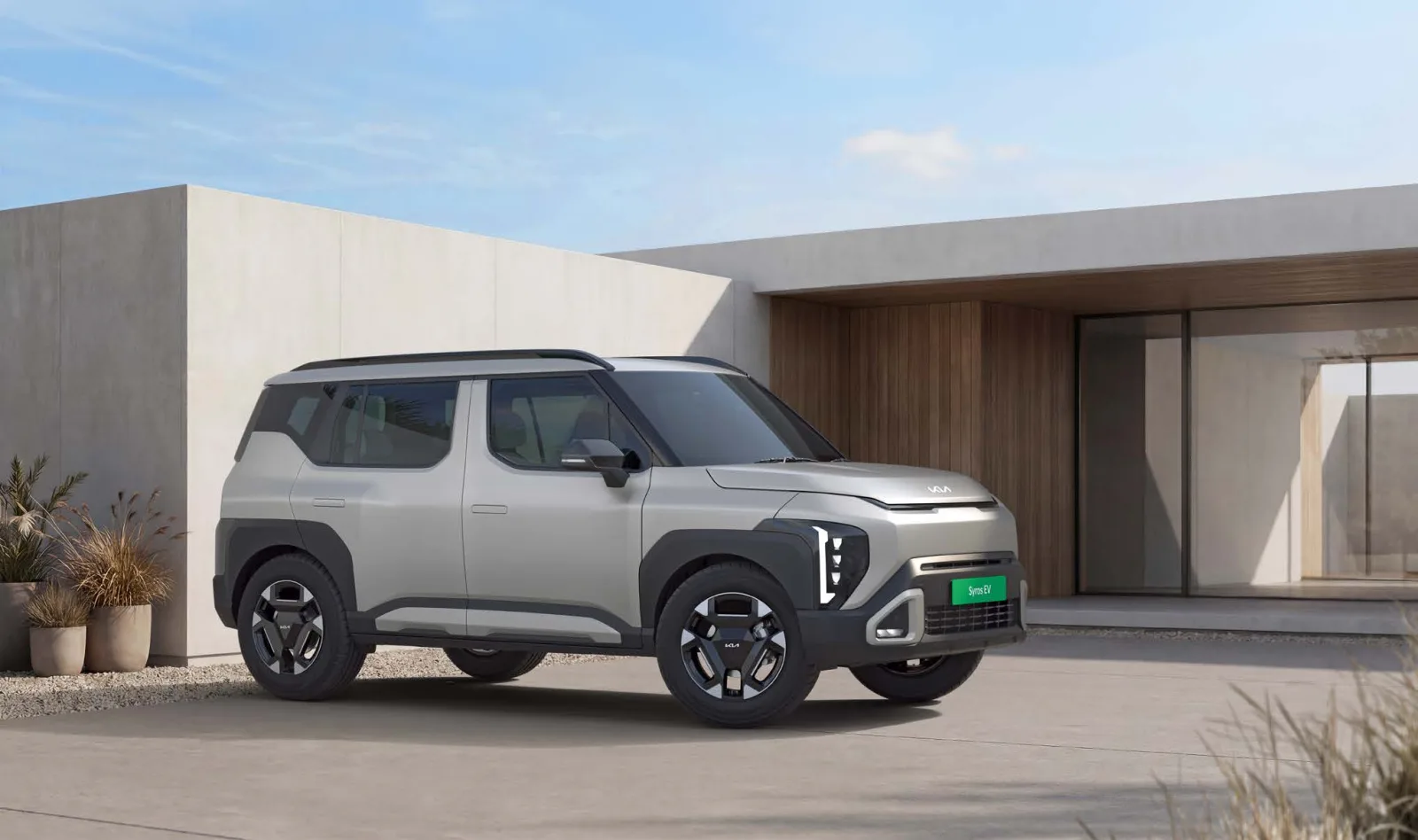 Kia Syros EV front three-quarter view