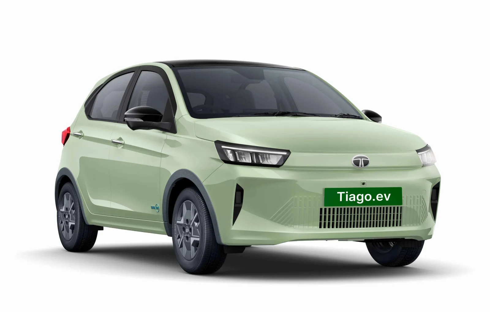 Tata Tiago EV front three-quarter in Dehradun Dew