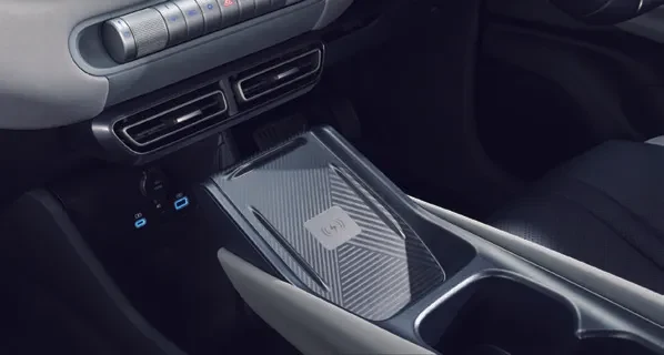 Wireless charging pad in the BYD Atto 1 centre console