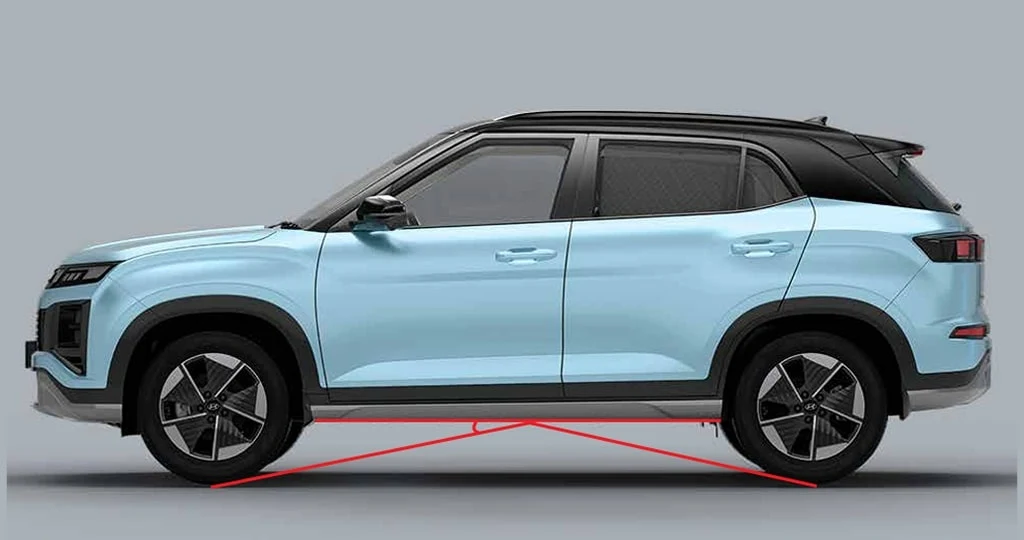 Hyundai Creta Electric side view showing breakover angle