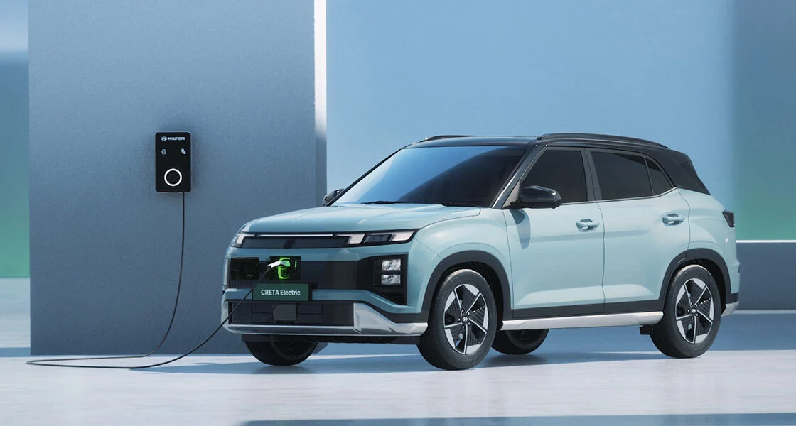 Hyundai Creta Electric charging at a wall box