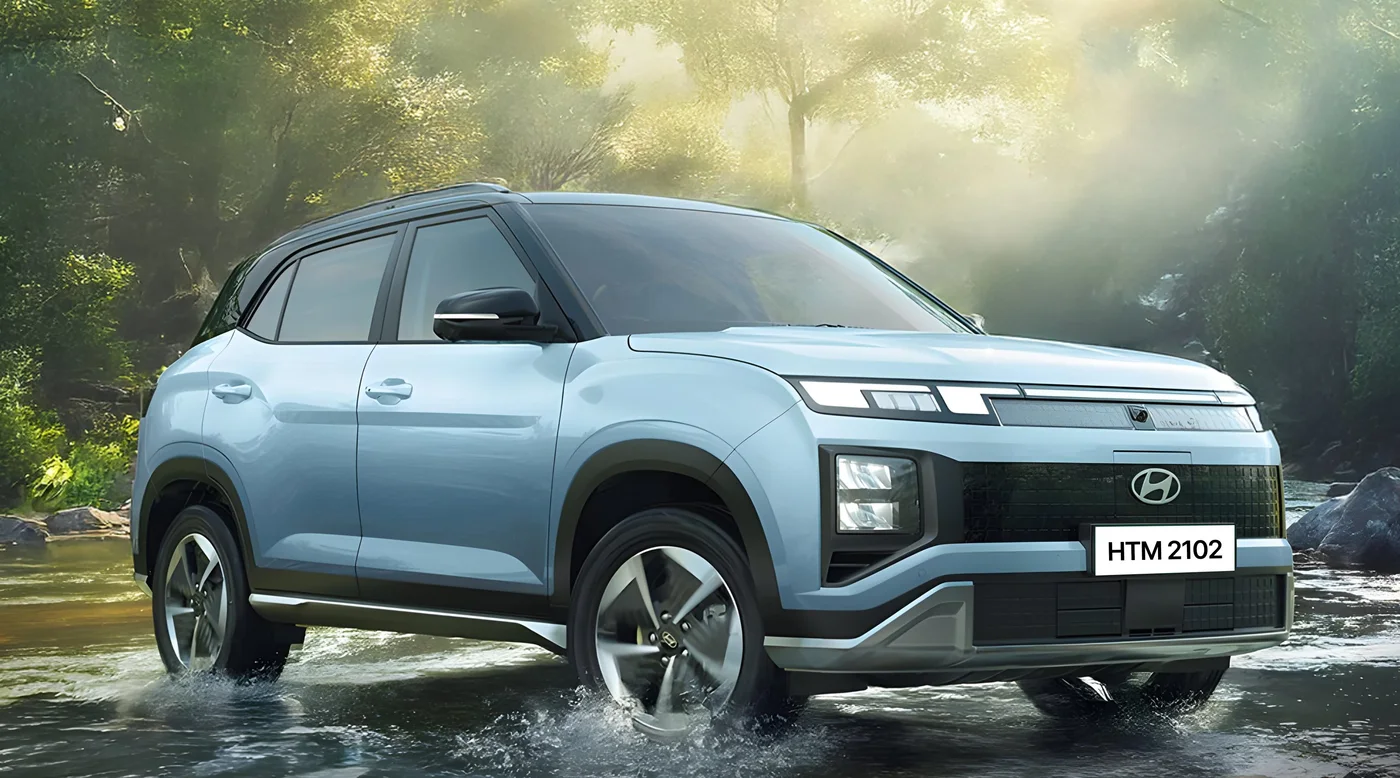 Hyundai Creta Electric driving through shallow water