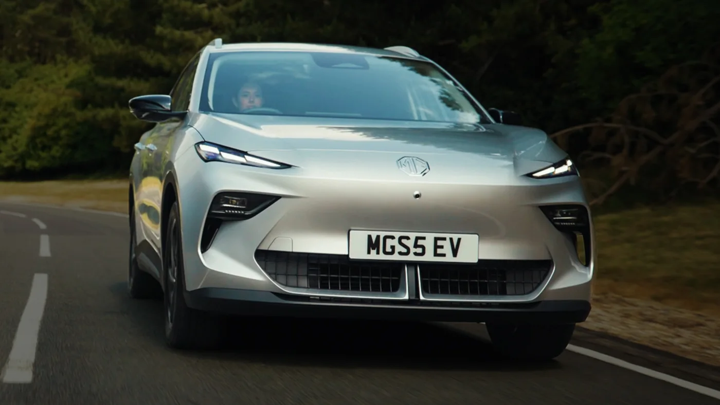 MG S5 driving on a country road
