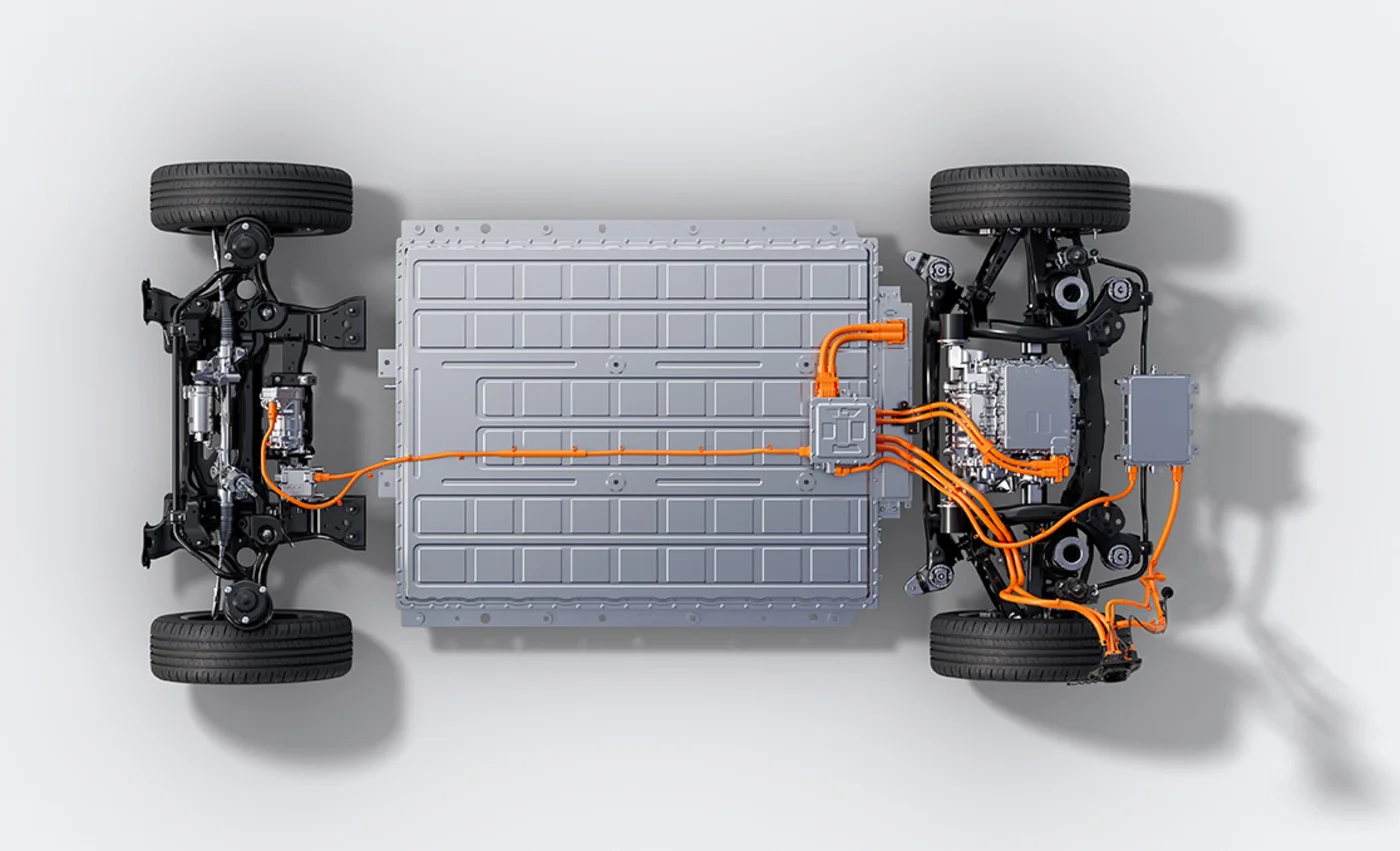 MG S5 skateboard platform with the flat battery pack
