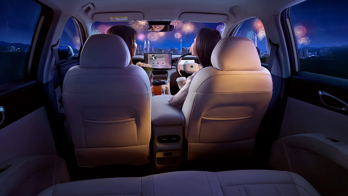 Proton e.MAS 5 viewed from the rear seat