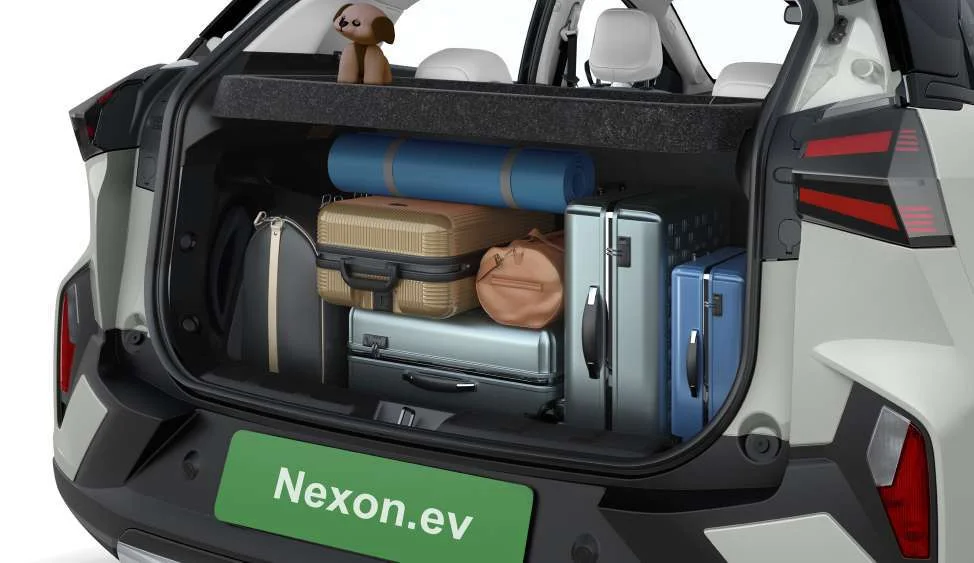 Tata Nexon EV boot loaded with luggage