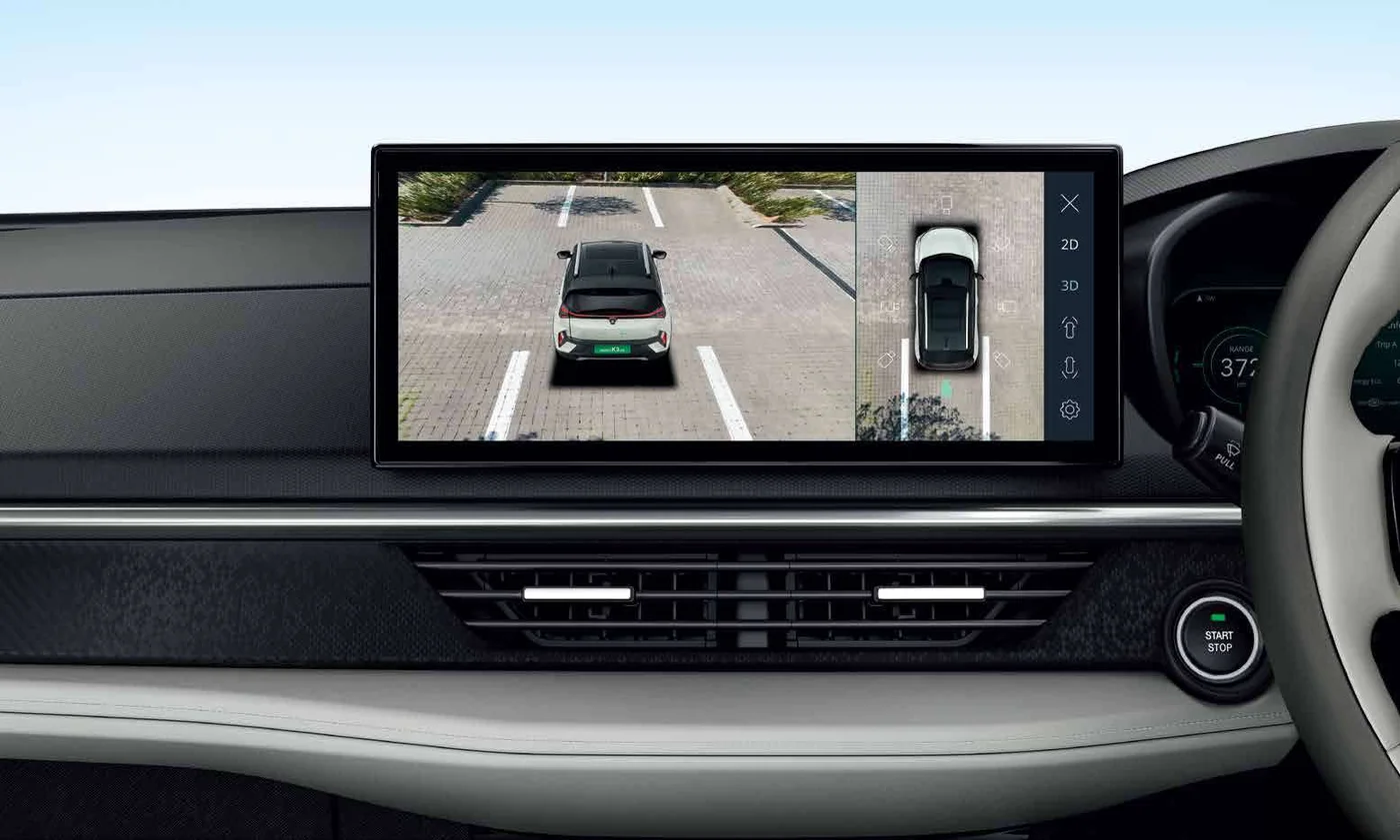 Tata Nexon EV 360 degree camera view on the touchscreen