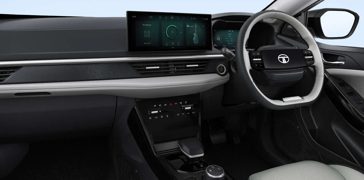 Tata Nexon EV dashboard with touchscreen, digital cockpit and centre console