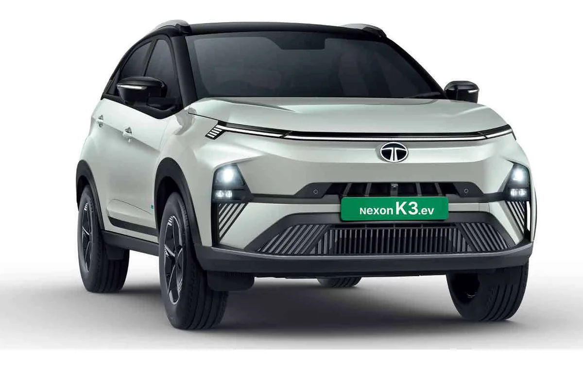 Tata Nexon EV front view with full-width LED light bar