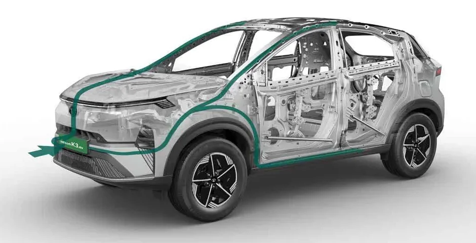 Tata Nexon EV body structure cutaway