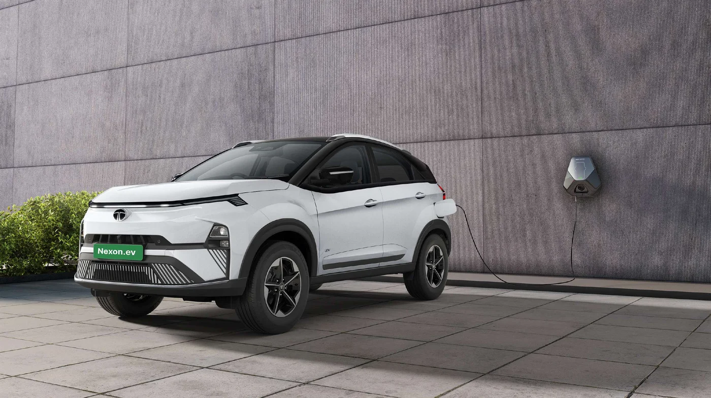 Tata Nexon EV charging from a wall-mounted charger