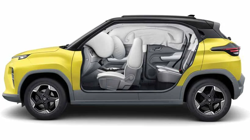 Tata Punch EV cutaway showing six airbags