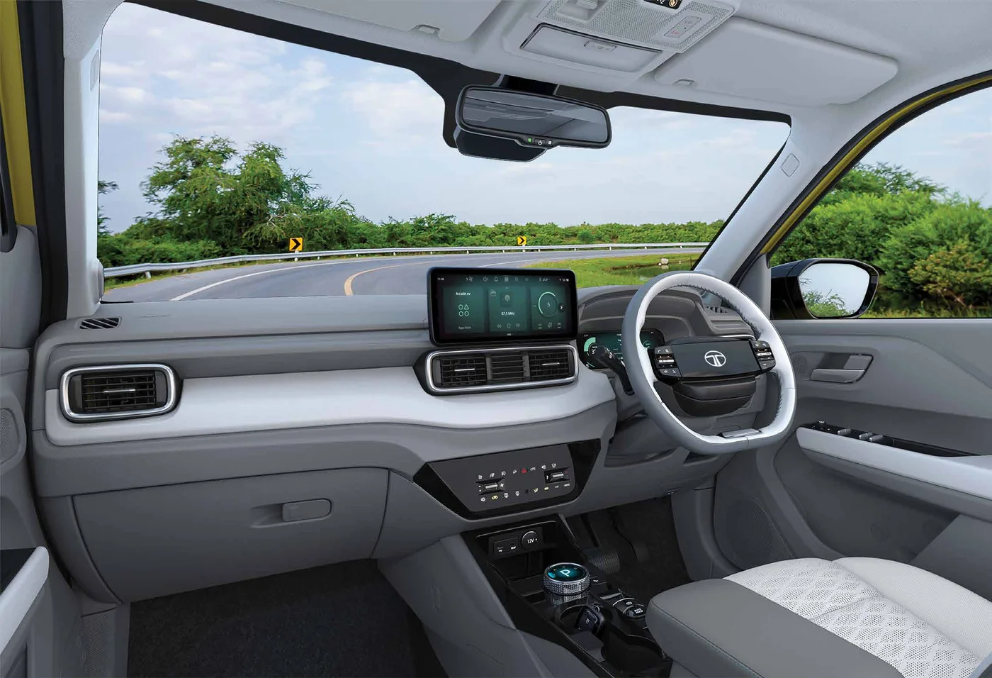 Tata Punch EV dashboard with touchscreen, digital cockpit and centre console