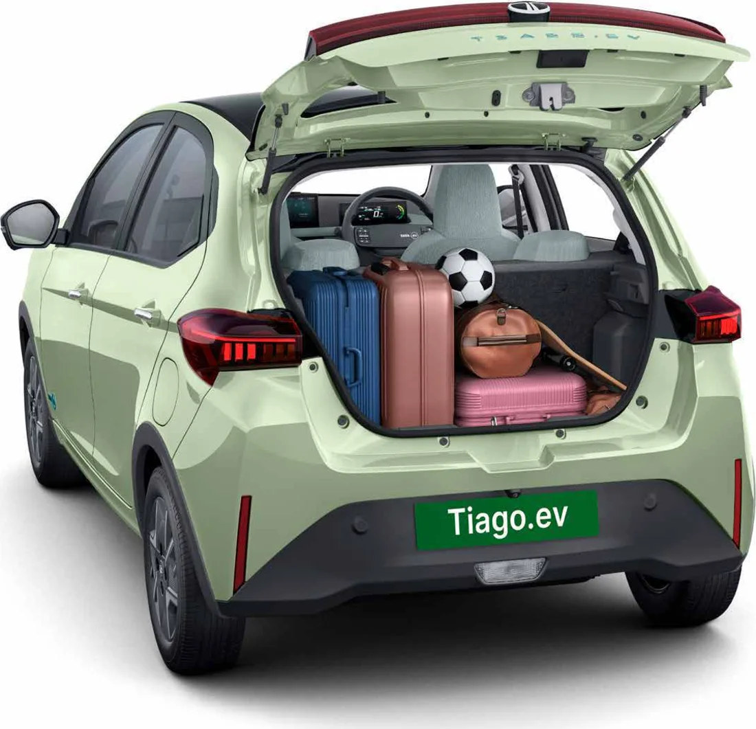 Tata Tiago EV boot loaded with luggage