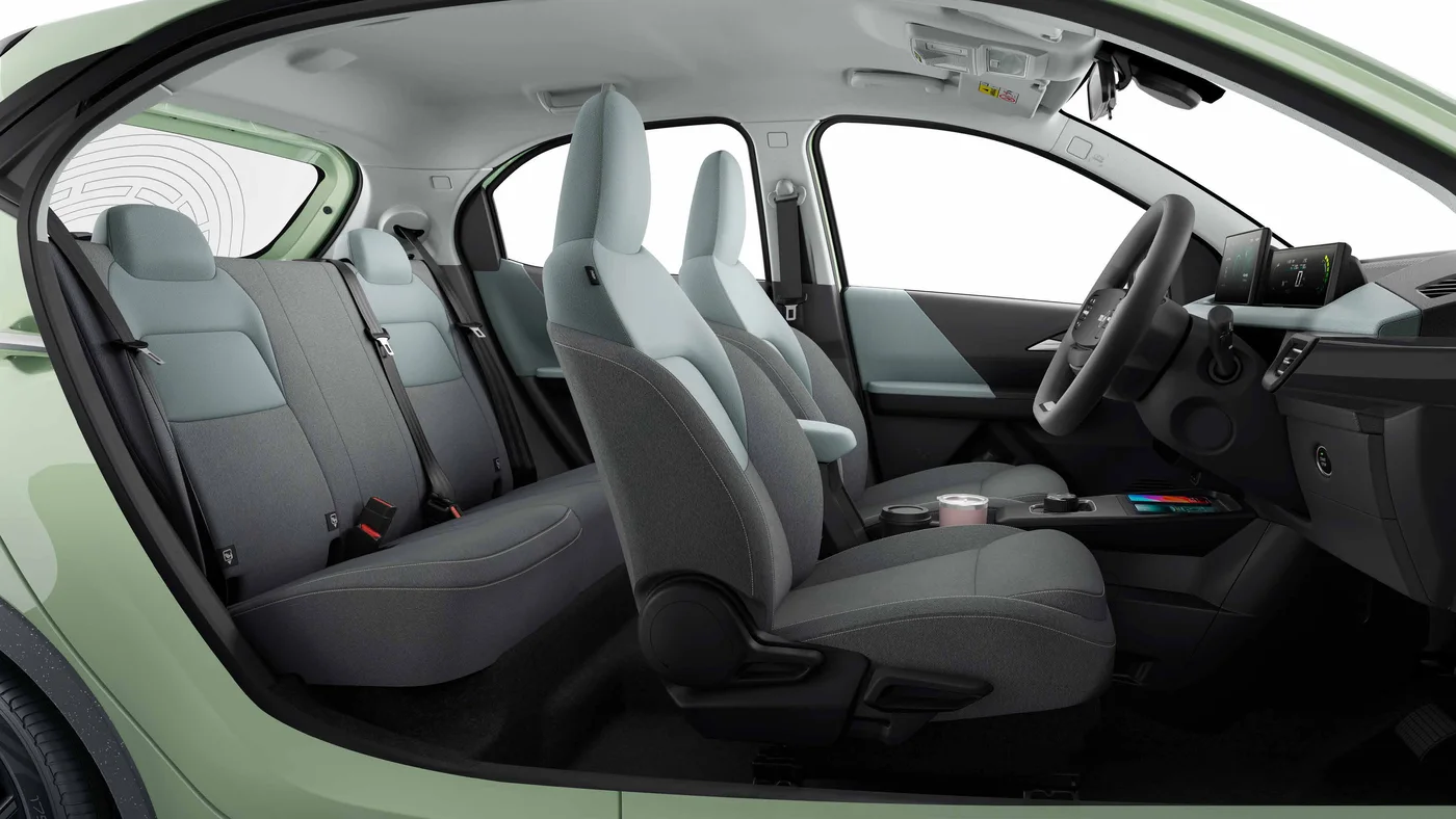 Tata Tiago EV front and rear seats in grey melange fabric